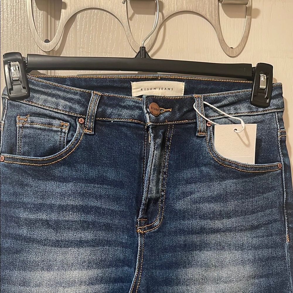 Risen size 3 High Rise Blue Jeans with Vintage Aesthetic